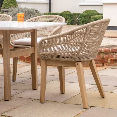 Madison 6 Seat Dining Acacia Wood Rope Dining Set - Rectangular Table in Natural