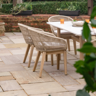 Madison 6 Seat Dining Acacia Wood Rope Dining Set - Rectangular Table in Natural