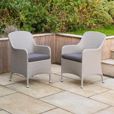 Emily Rattan Dining Chair - Set of 2 in Moon Grey