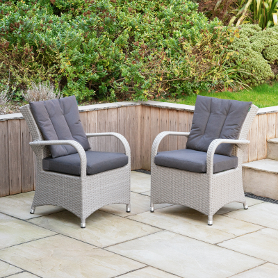 Olivia Rattan Dining Chair - Set of 2 in Moon Grey