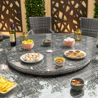 Large Rattan Lazy Susan in Grey Rattan